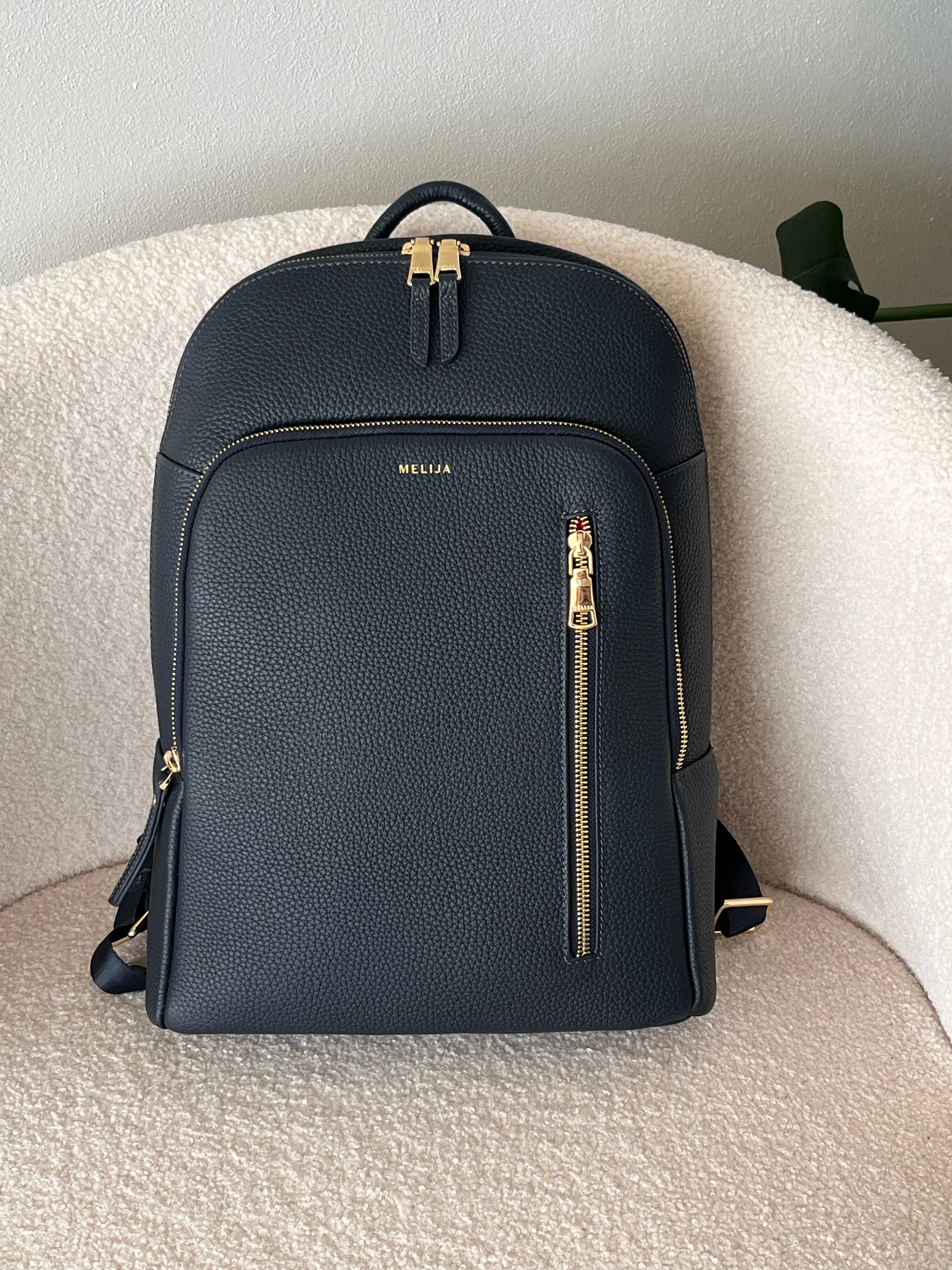 Midnight Navy Mira Backpack | Light Gold  - Sample